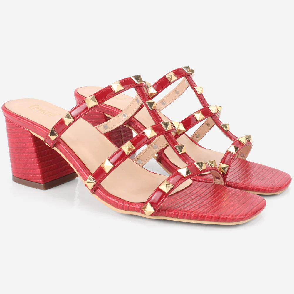 Women's "LISACONE" Stud Adorned Block Heeled Sandals - Image 2
