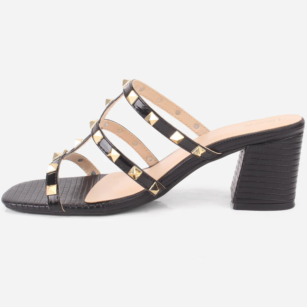 Women's "LISACONE" Stud Adorned Block Heeled Sandals - Image 3