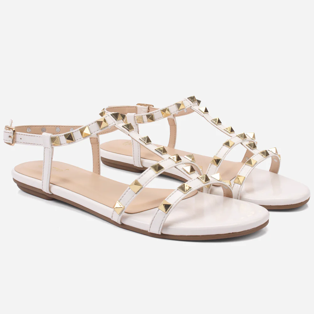 Womens "MAIDAS" Studs Detailing Flat Sandals - Image 2