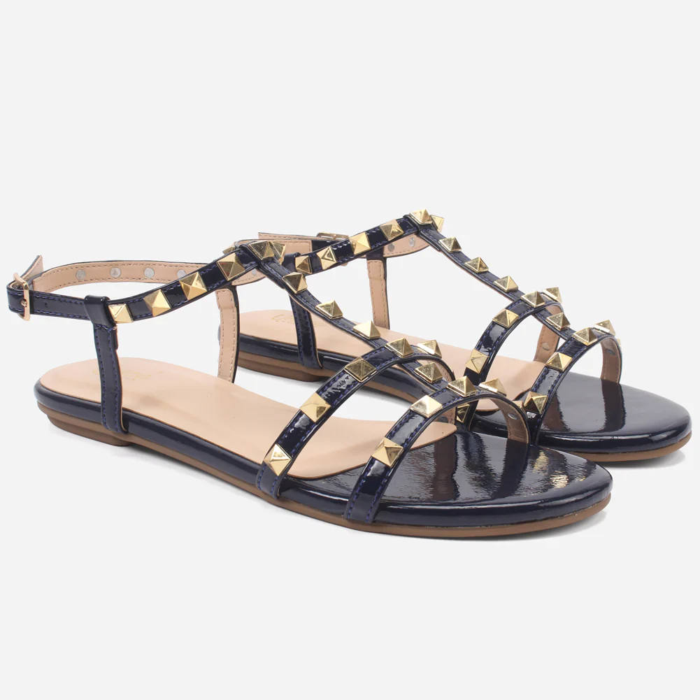 Womens "MAIDAS" Studs Detailing Flat Sandals - Image 2