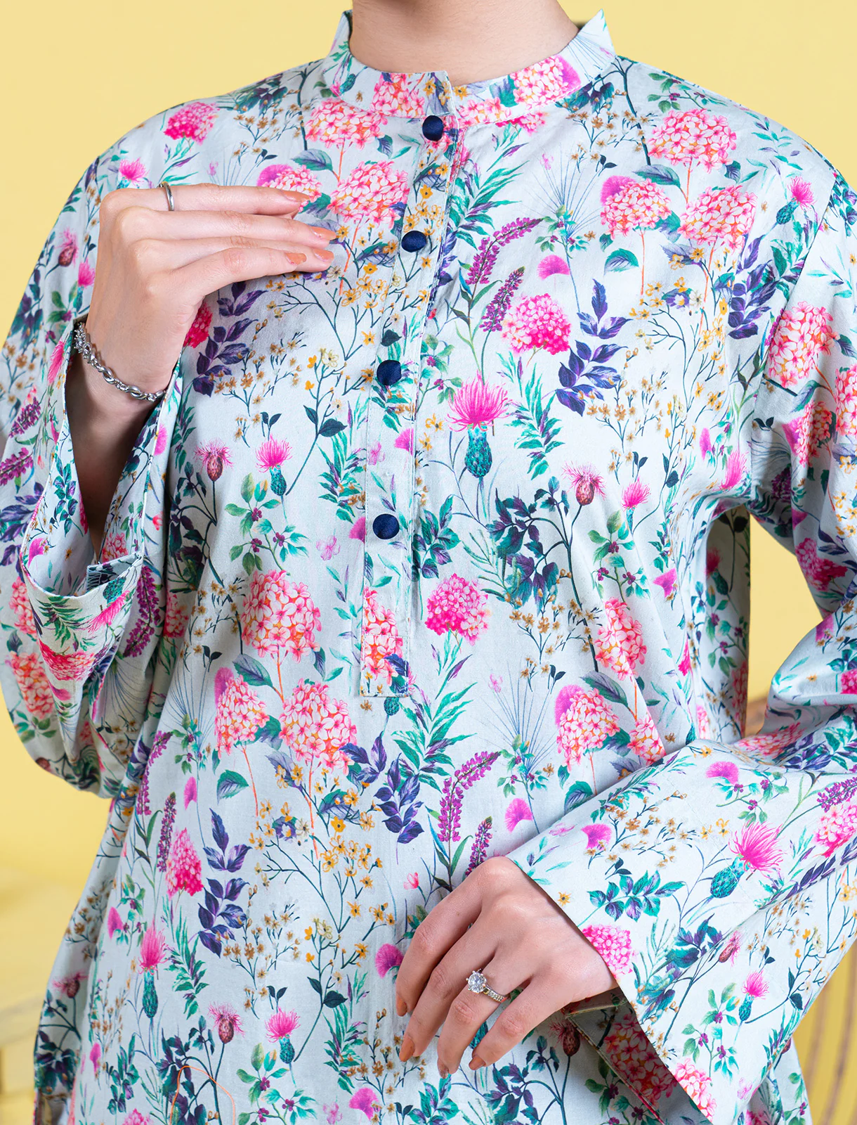 Womens "MAJA" Printed Stitched Lawn Two Piece Suit - Image 4