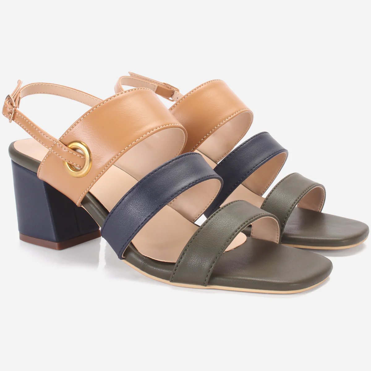 Womens "MICHELLE" Block Heeled Open Toe Sandals - Image 2