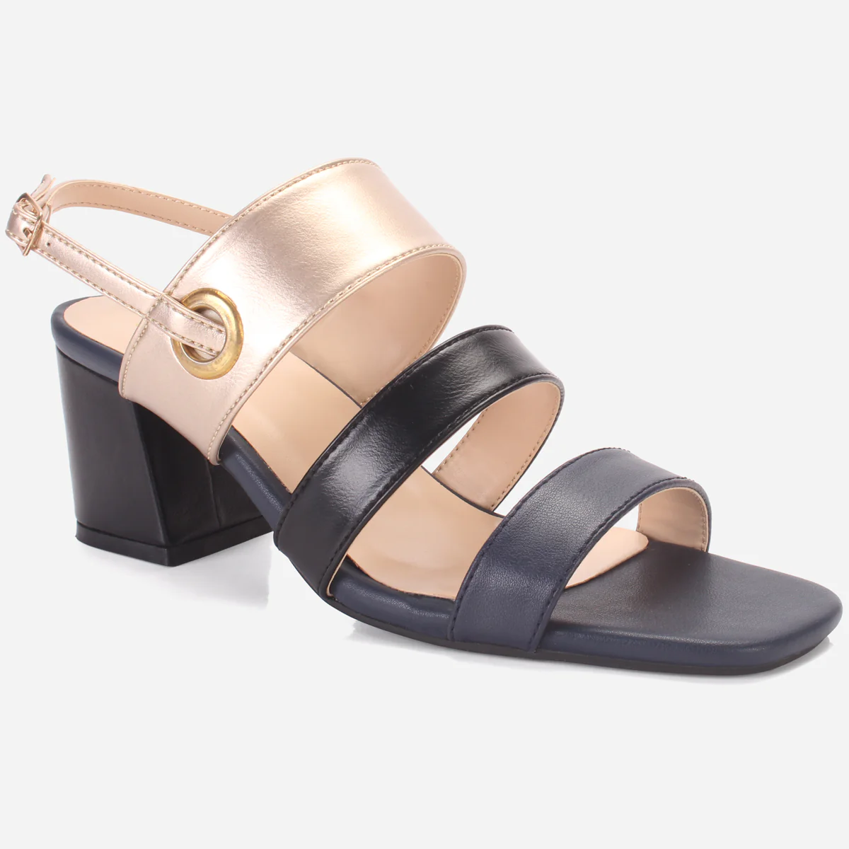 Womens "MICHELLE" Block Heeled Open Toe Sandals