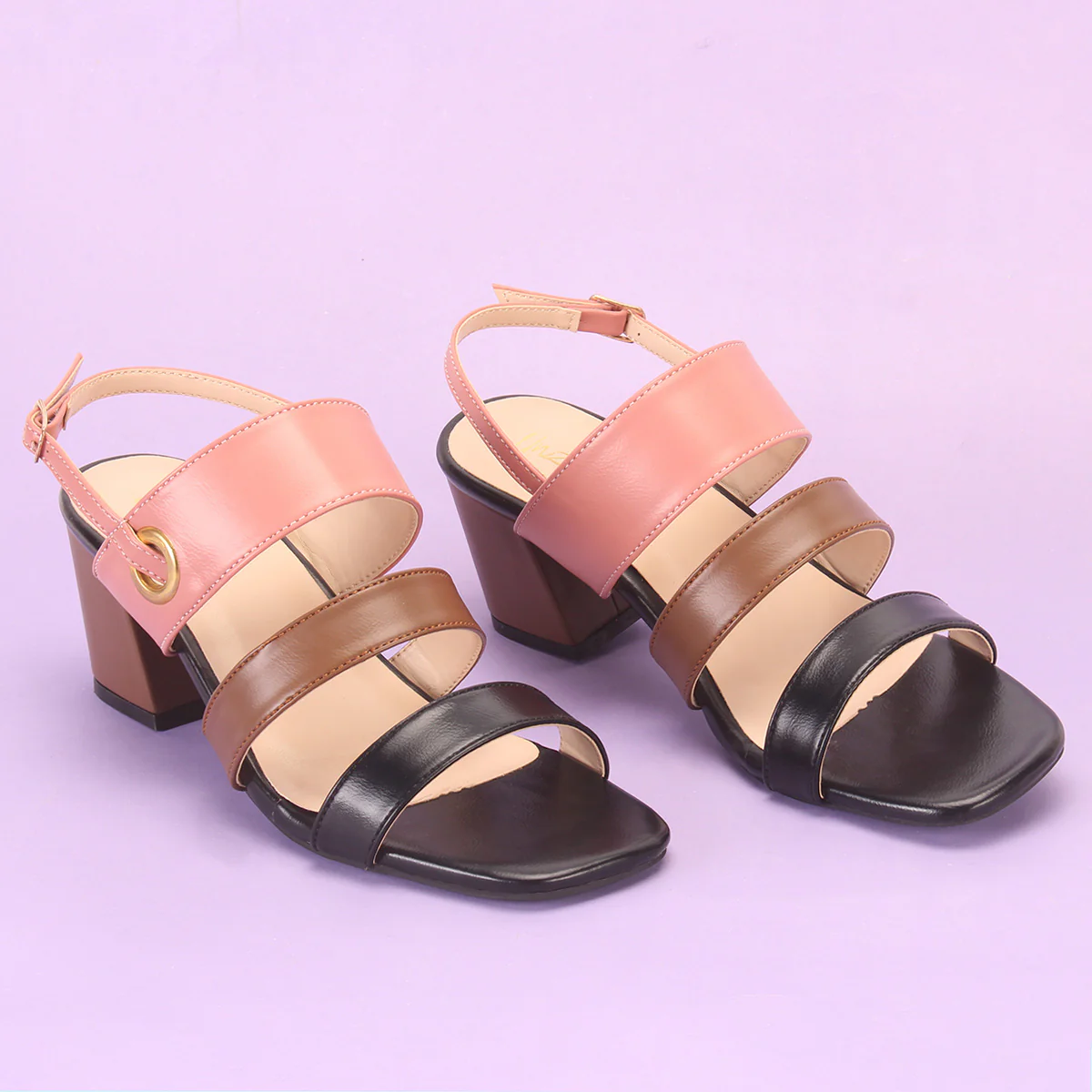 Womens "MICHELLE" Block Heeled Open Toe Sandals - Image 6