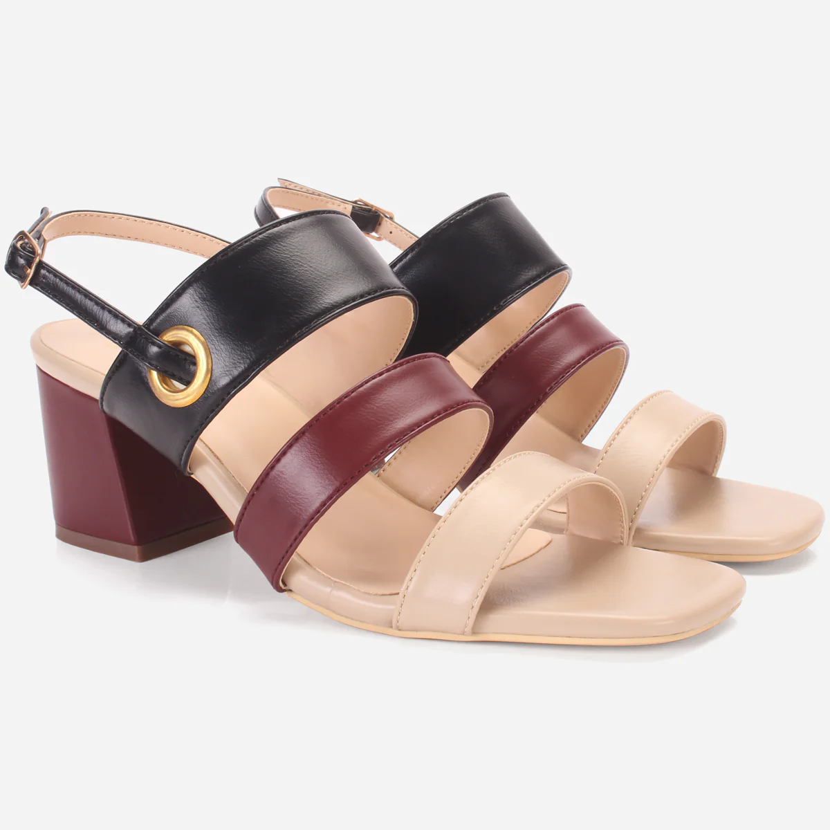 Womens "MICHELLE" Block Heeled Open Toe Sandals - Image 2