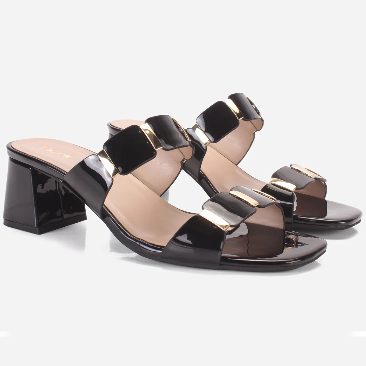Womens "NATALIA" Fancy Block Heel Slide In Sandals - Image 2