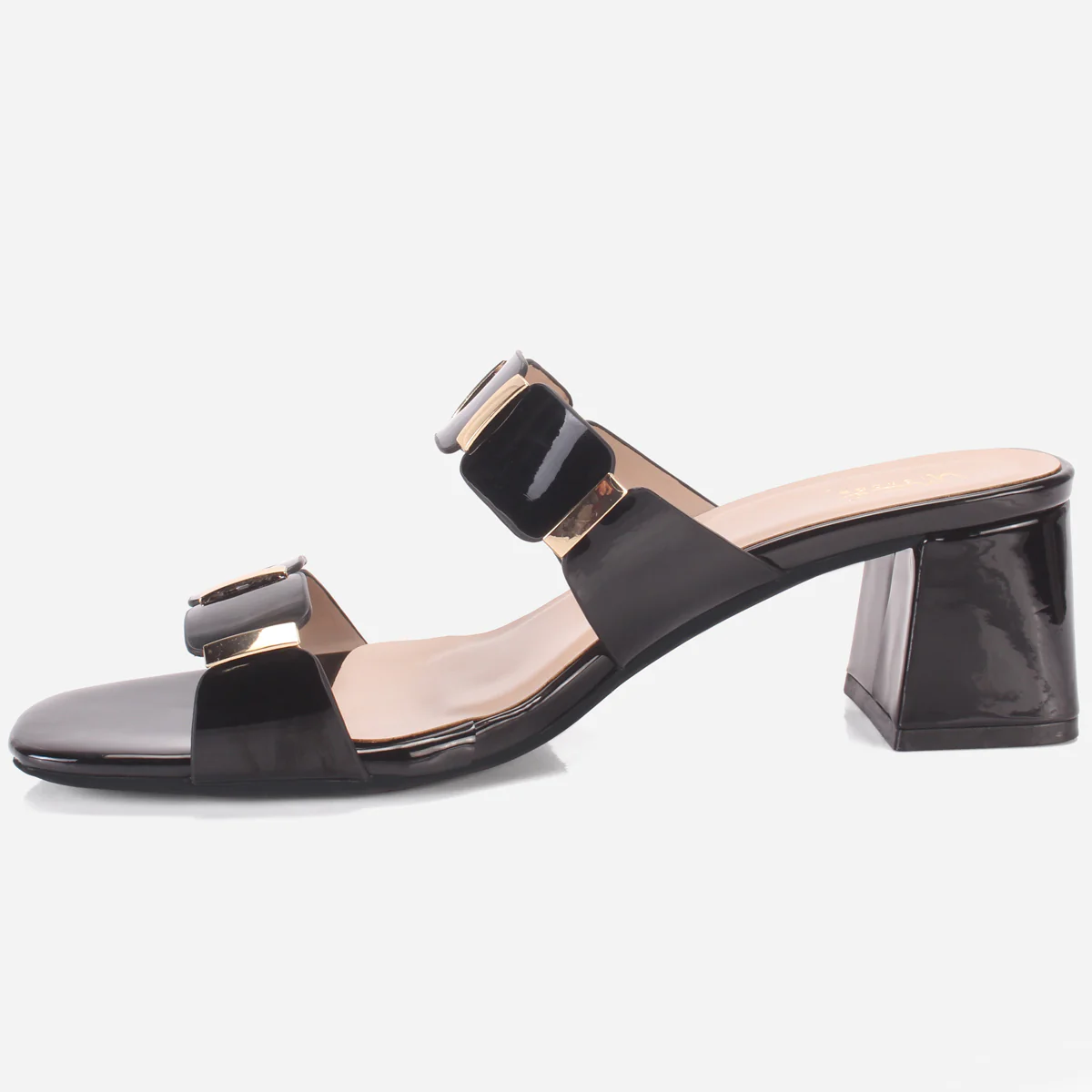 Womens "NATALIA" Fancy Block Heel Slide In Sandals - Image 3