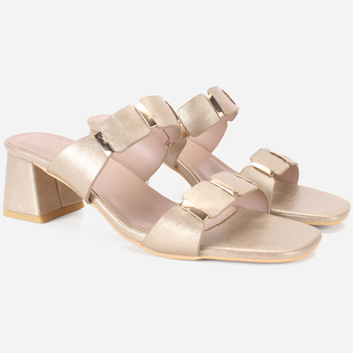 Womens "NATALIA" Fancy Block Heel Slide In Sandals - Image 2