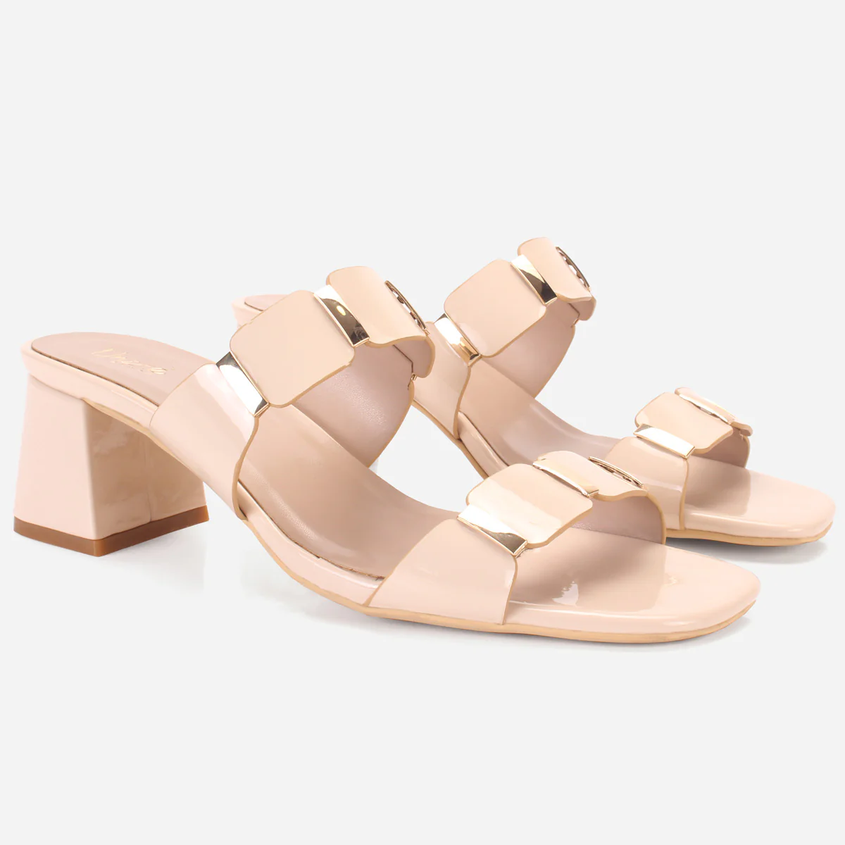 Womens "NATALIA" Fancy Block Heel Slide In Sandals - Image 2