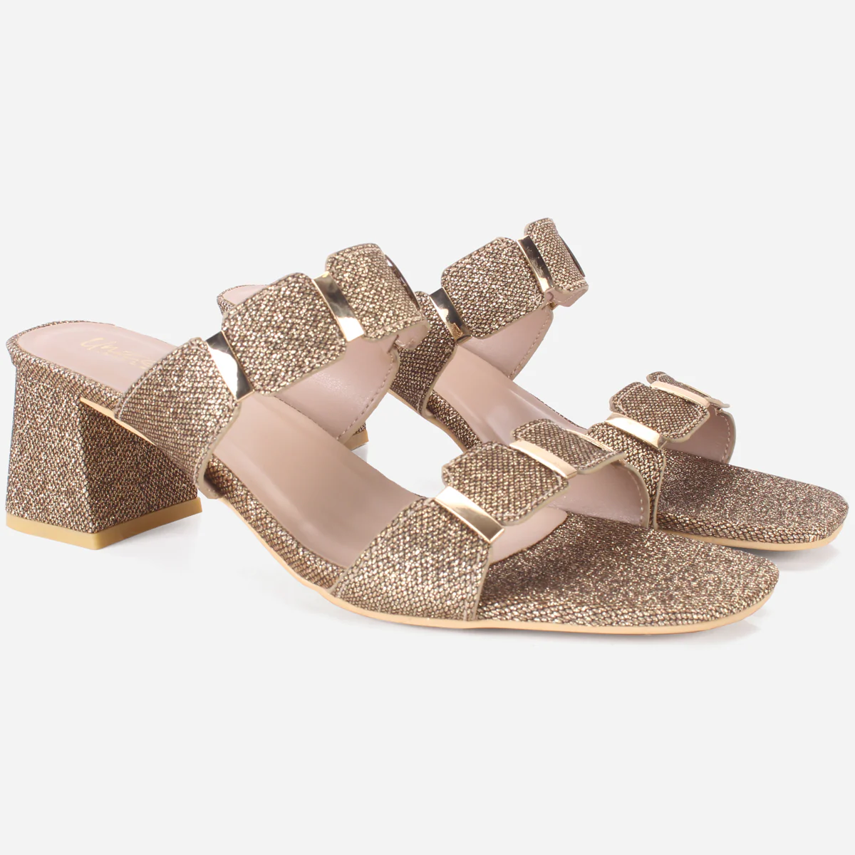Womens "NATALIA" Fancy Block Heel Slide In Sandals - Image 2