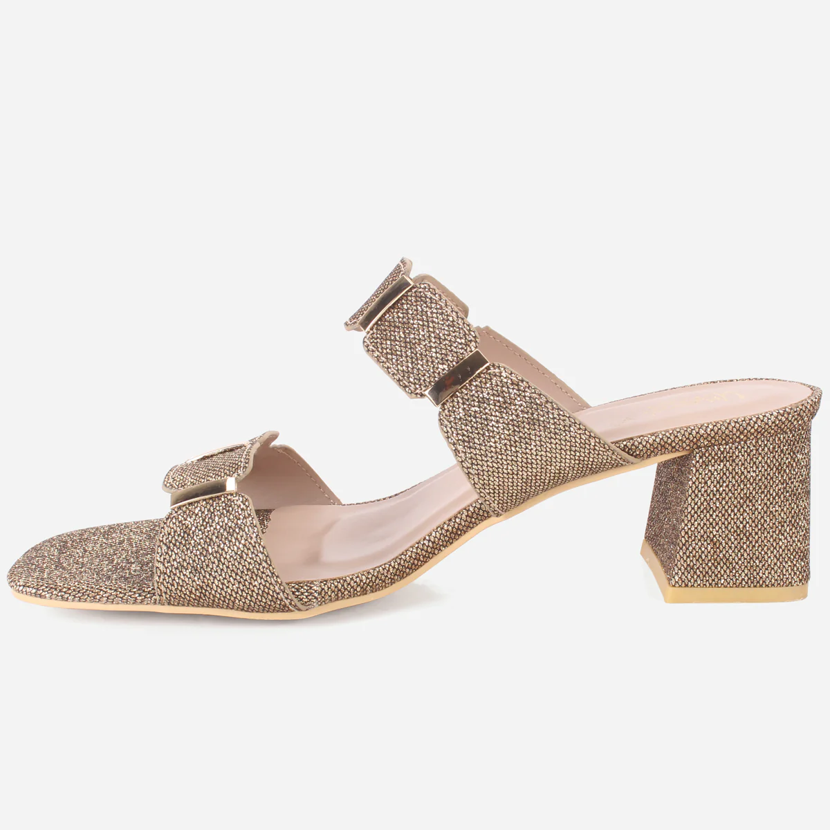 Womens "NATALIA" Fancy Block Heel Slide In Sandals - Image 3