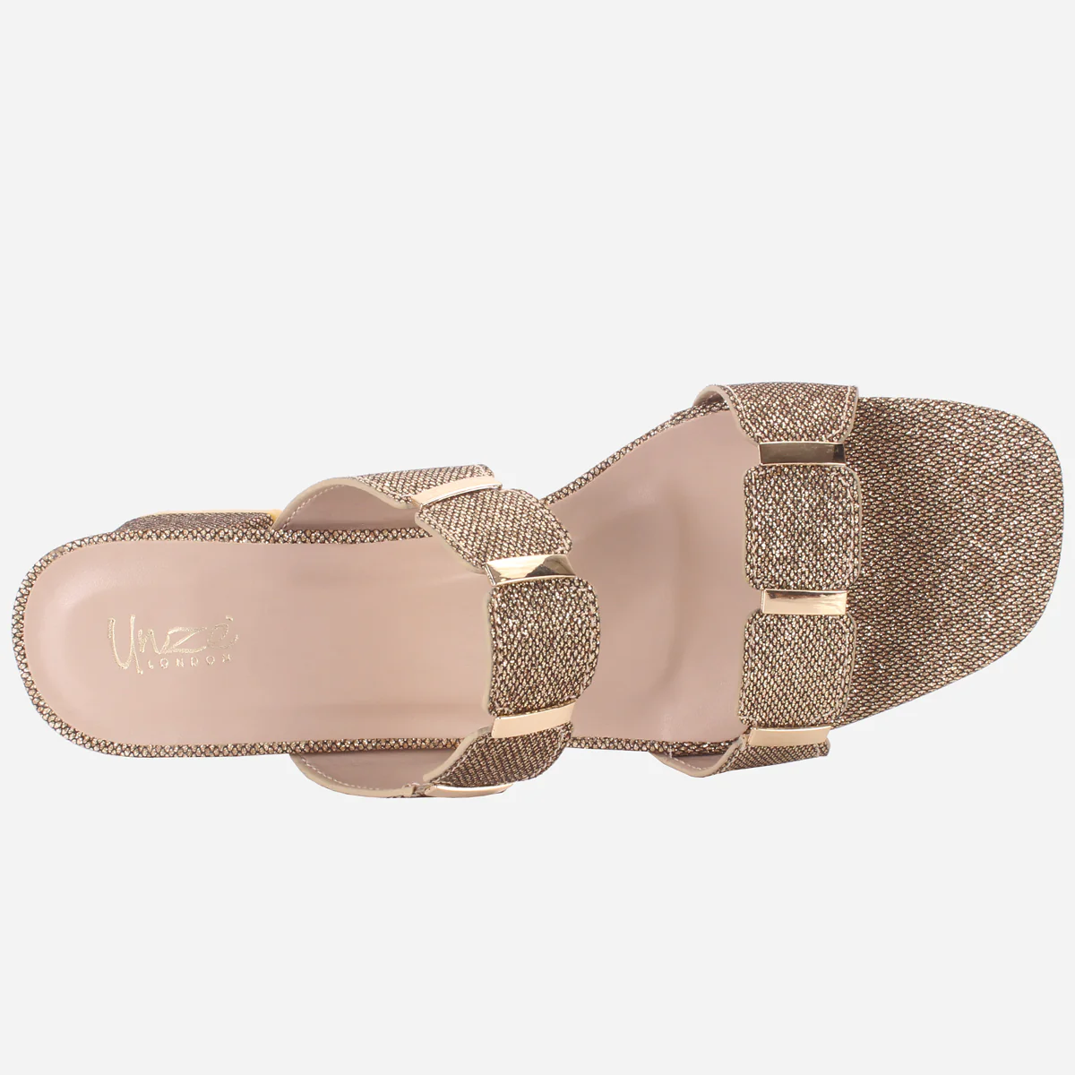 Womens "NATALIA" Fancy Block Heel Slide In Sandals - Image 4