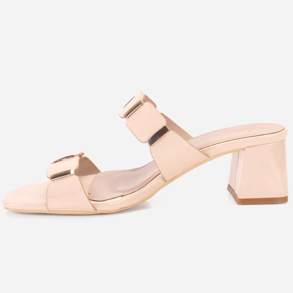 Womens "NATALIA" Fancy Block Heel Slide In Sandals - Image 3