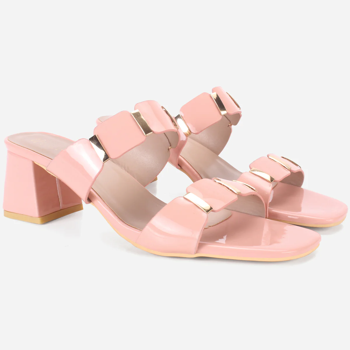 Womens "NATALIA" Fancy Block Heel Slide In Sandals - Image 2