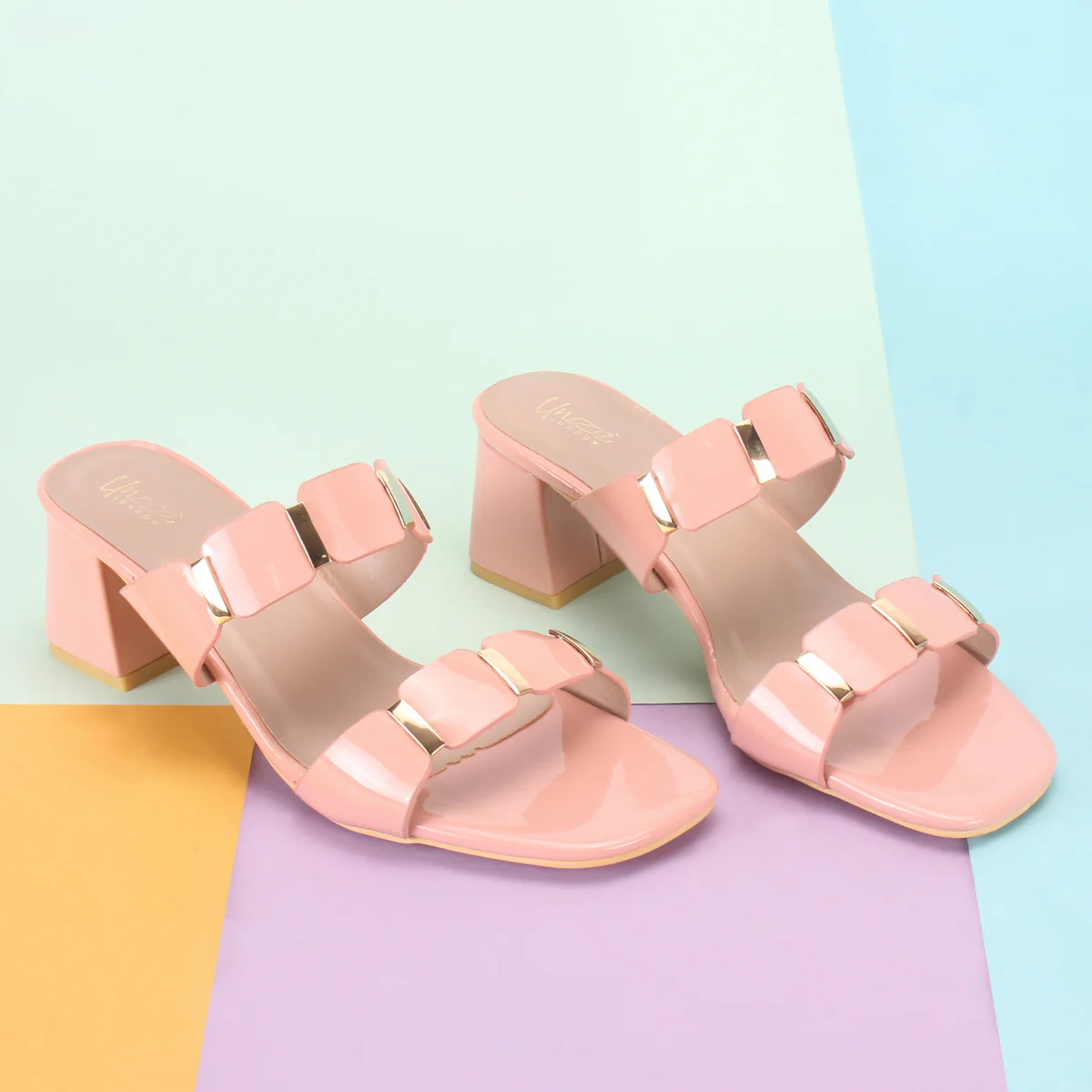 Womens "NATALIA" Fancy Block Heel Slide In Sandals - Image 6