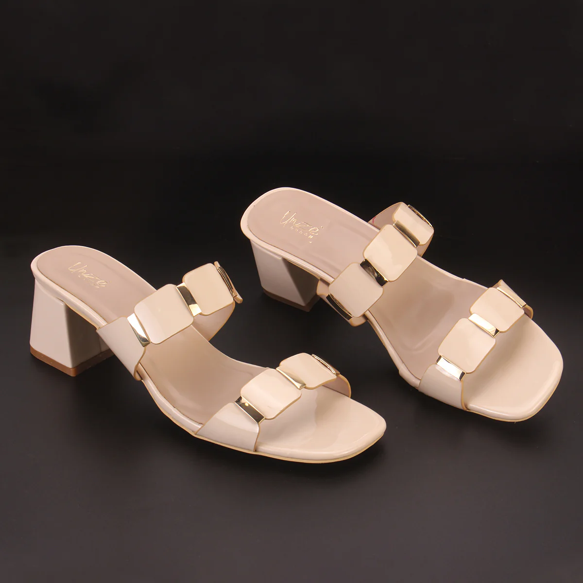 Womens "NATALIA" Fancy Block Heel Slide In Sandals - Image 6