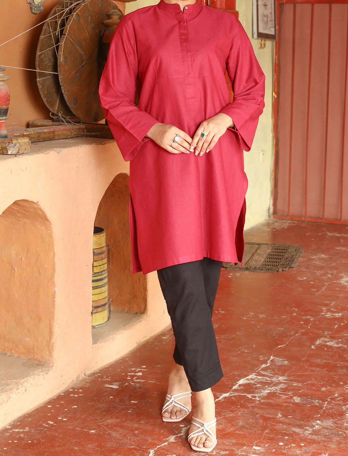 Women's "NINOR" Slub Khaddar Stitched Shirt