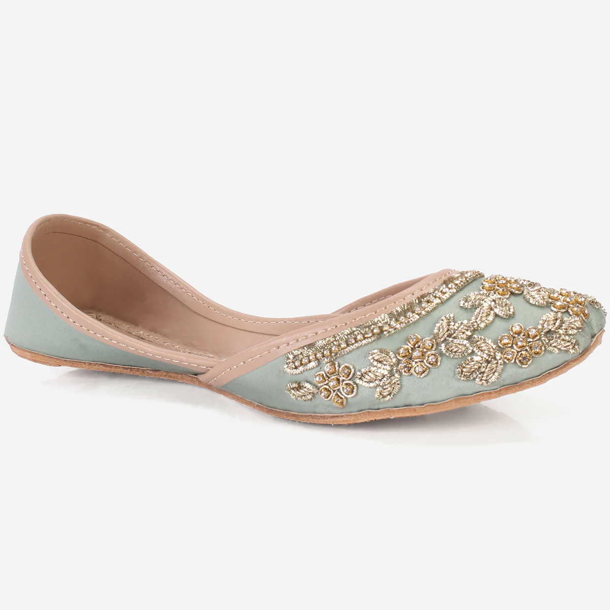 Womens "QUARIZ" Handmade Leather Flat Khussa