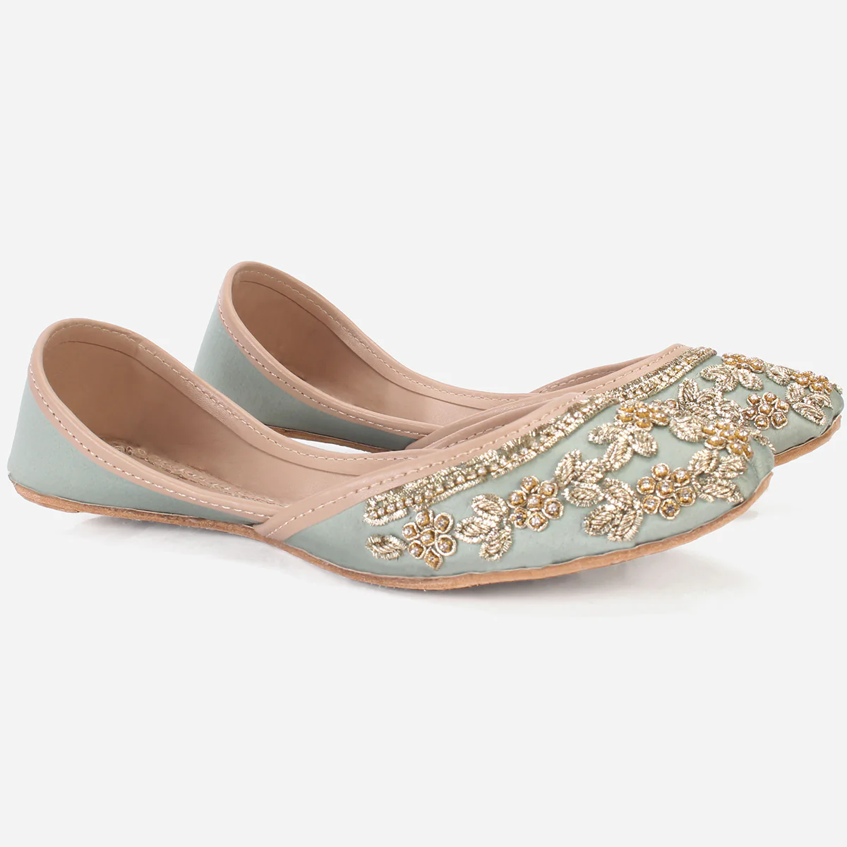 Womens "QUARIZ" Handmade Leather Flat Khussa - Image 2