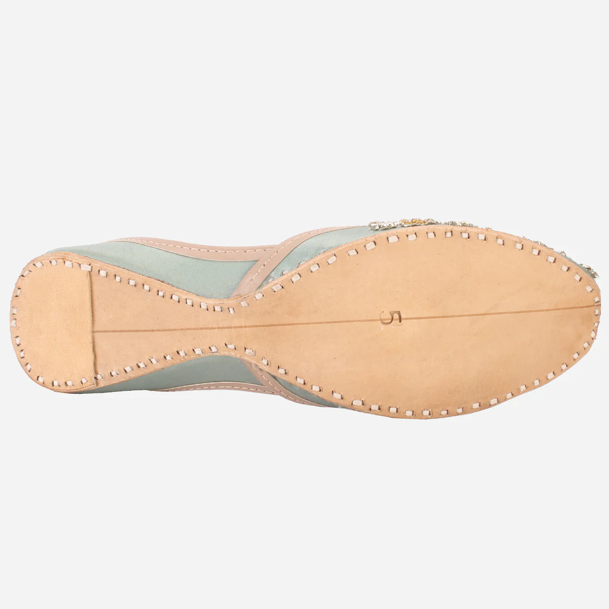 Womens "QUARIZ" Handmade Leather Flat Khussa - Image 5