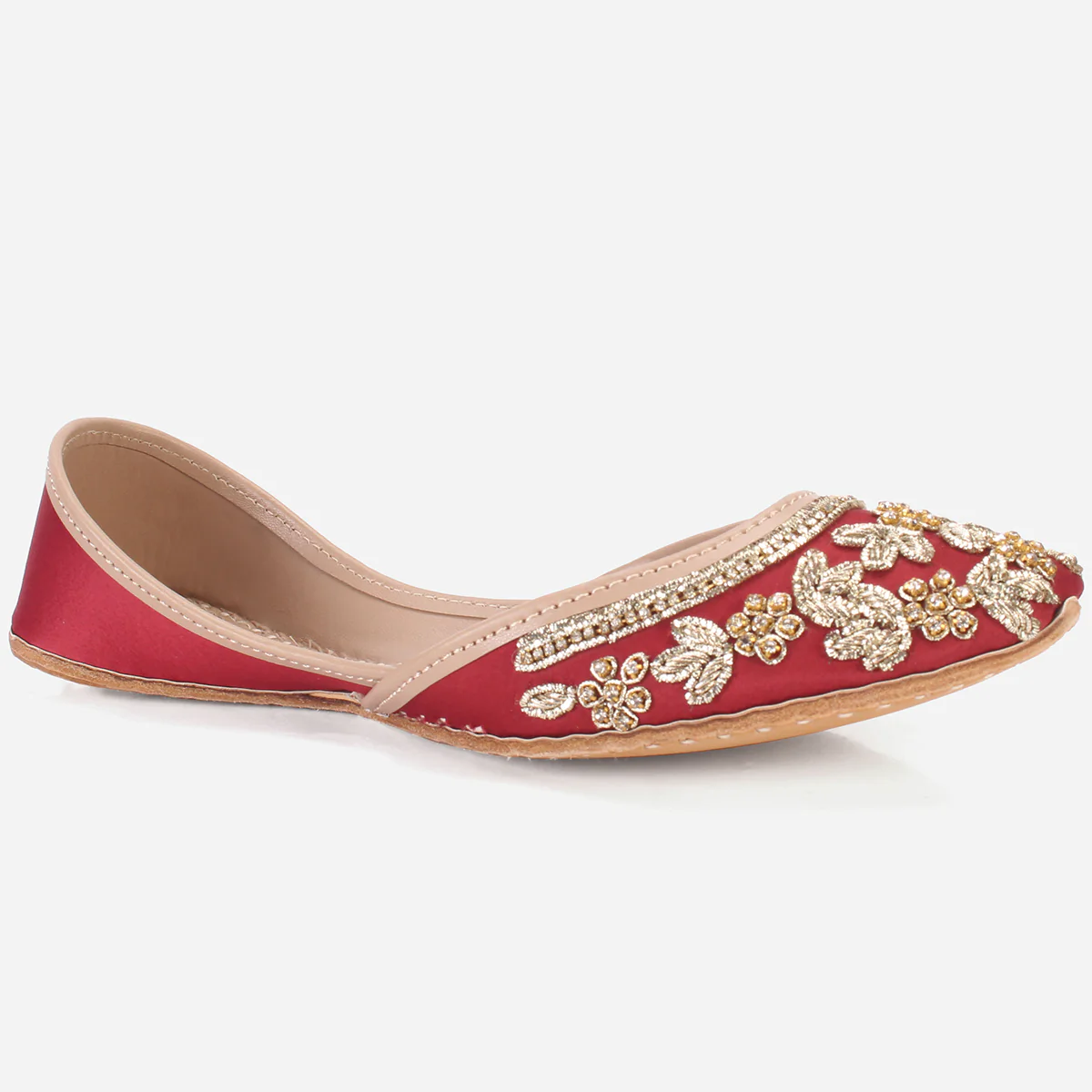 Womens "QUARIZ" Handmade Leather Flat Khussa
