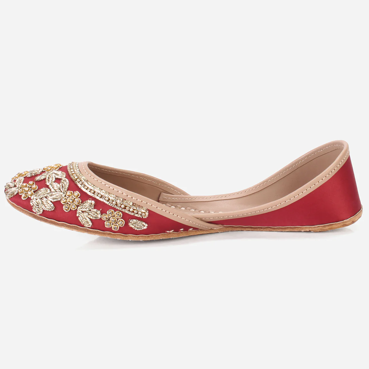 Womens "QUARIZ" Handmade Leather Flat Khussa - Image 3