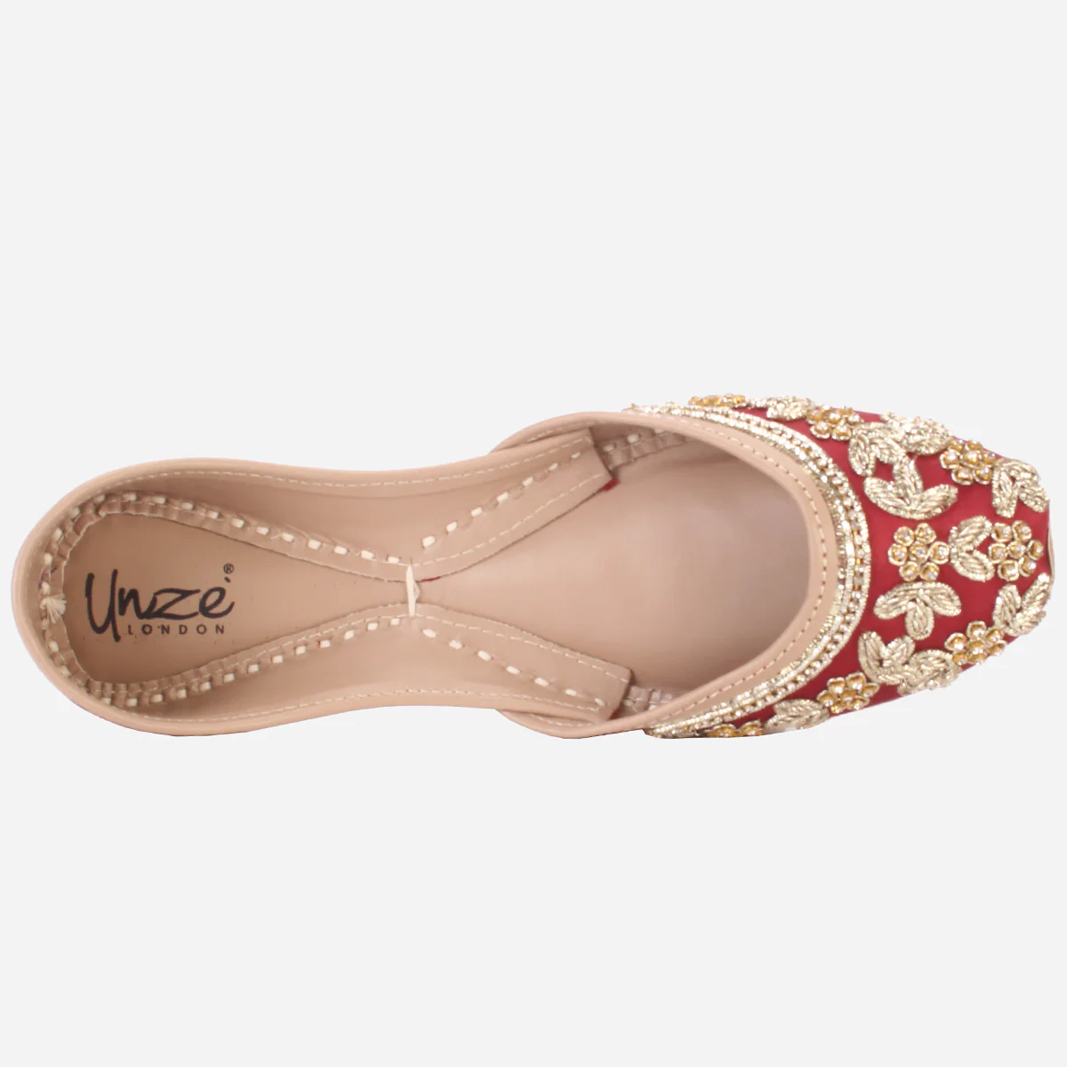 Womens "QUARIZ" Handmade Leather Flat Khussa - Image 4
