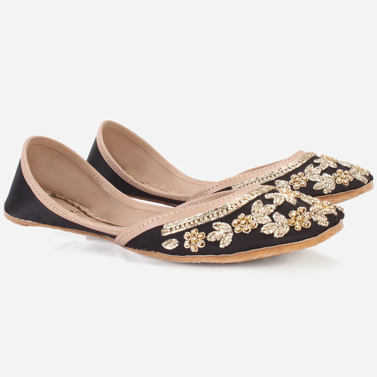 Womens "QUARIZ" Handmade Leather Flat Khussa - Image 2