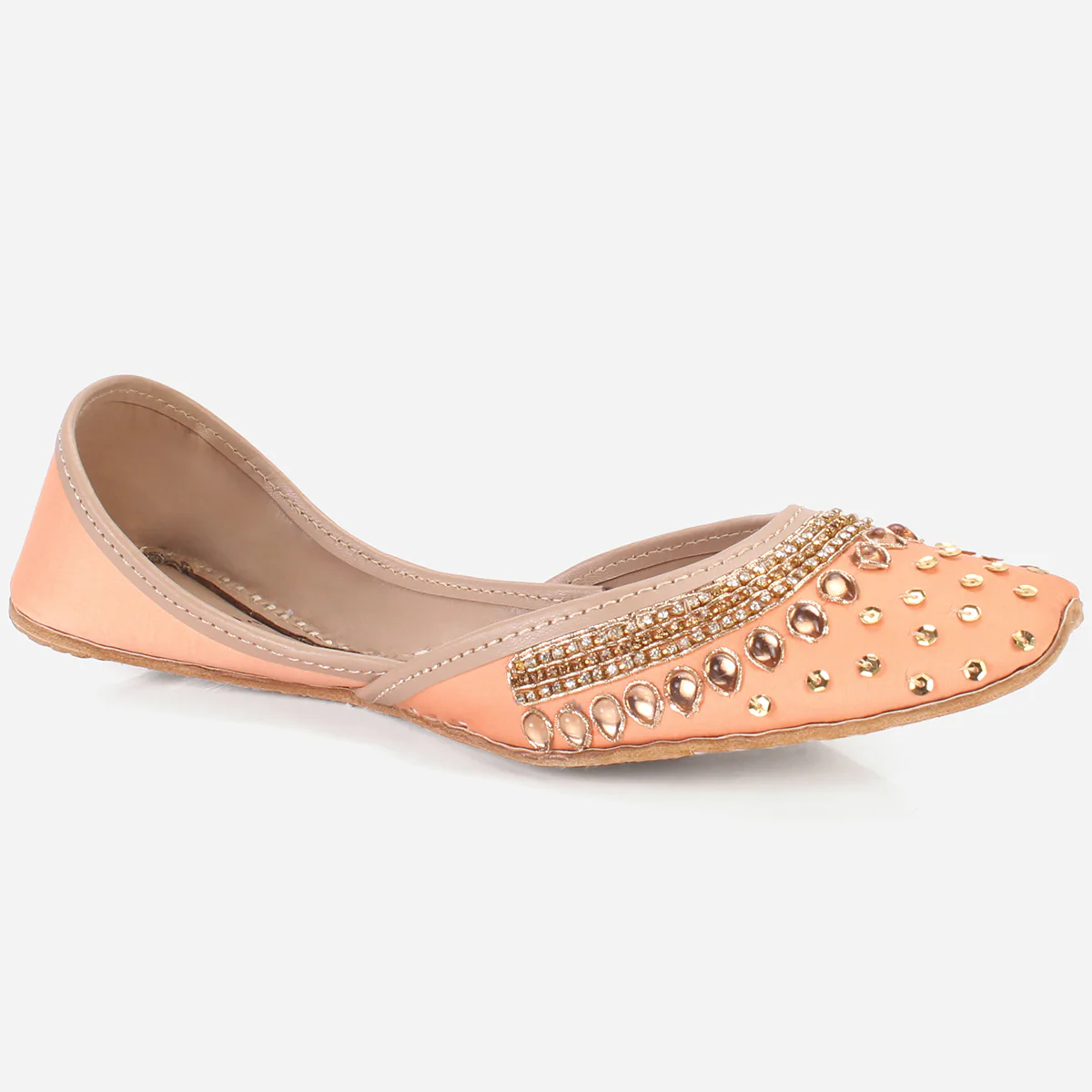 Womens "RACHEL" Handmade Leather Flat Khussa