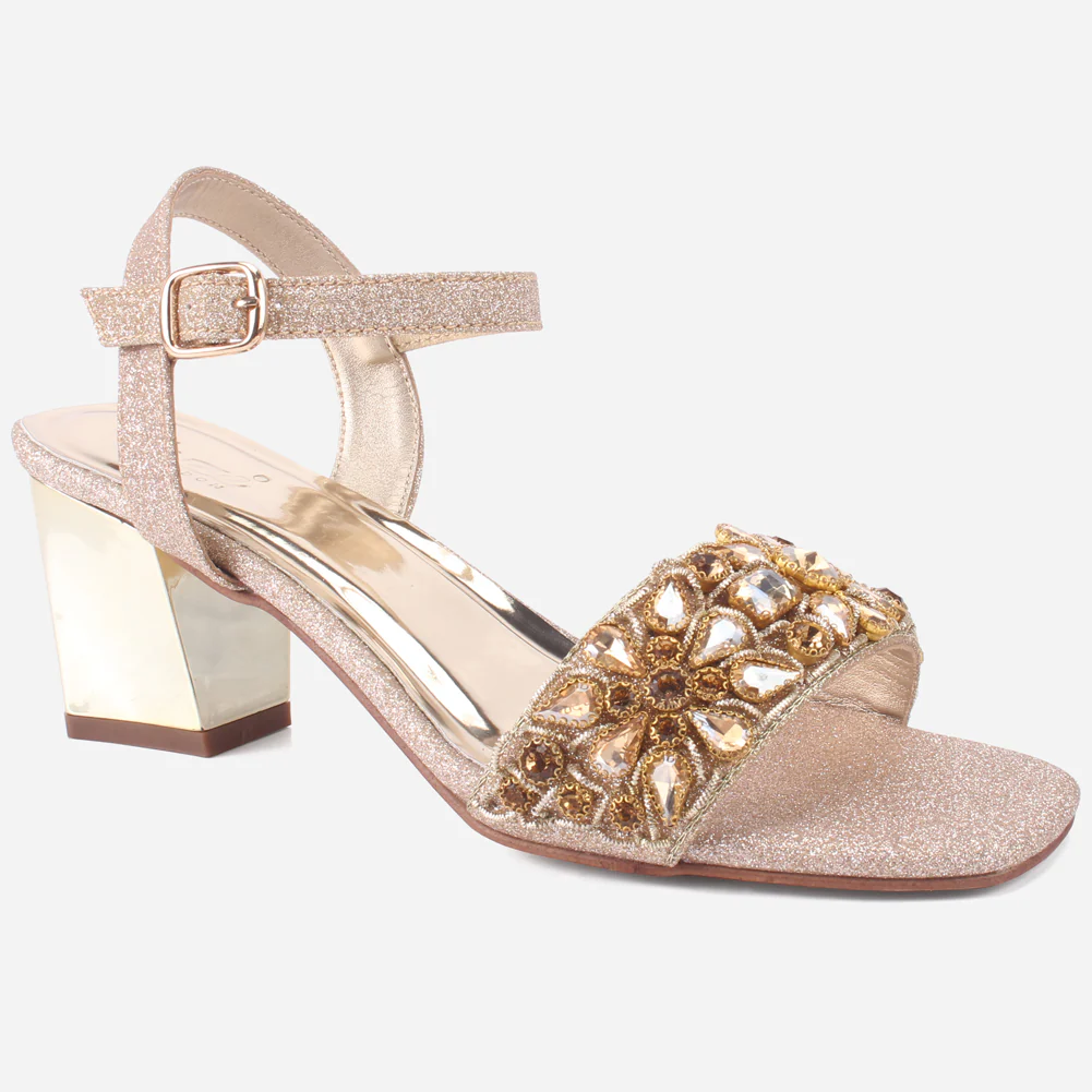 Women's "RAYA" Decorated Block Heel Sandals
