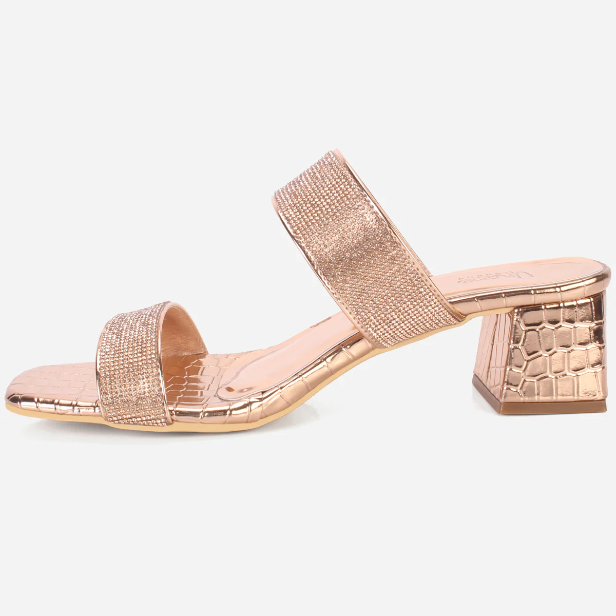 Womens "SEZEN" Block Heel Slide In Sandals - Image 3