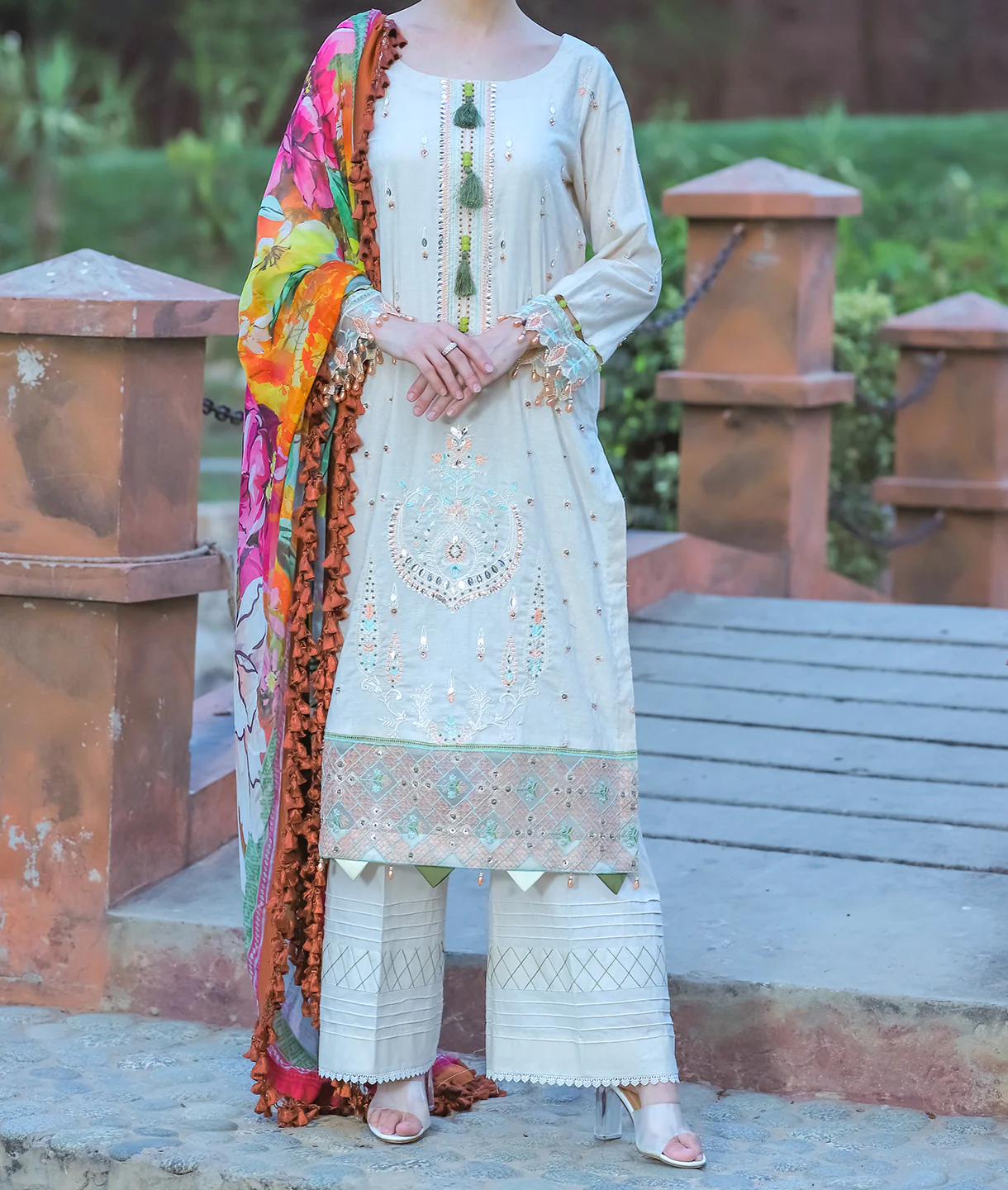 Women's "SITWANA" Three Piece Embroidered Lawn Suit