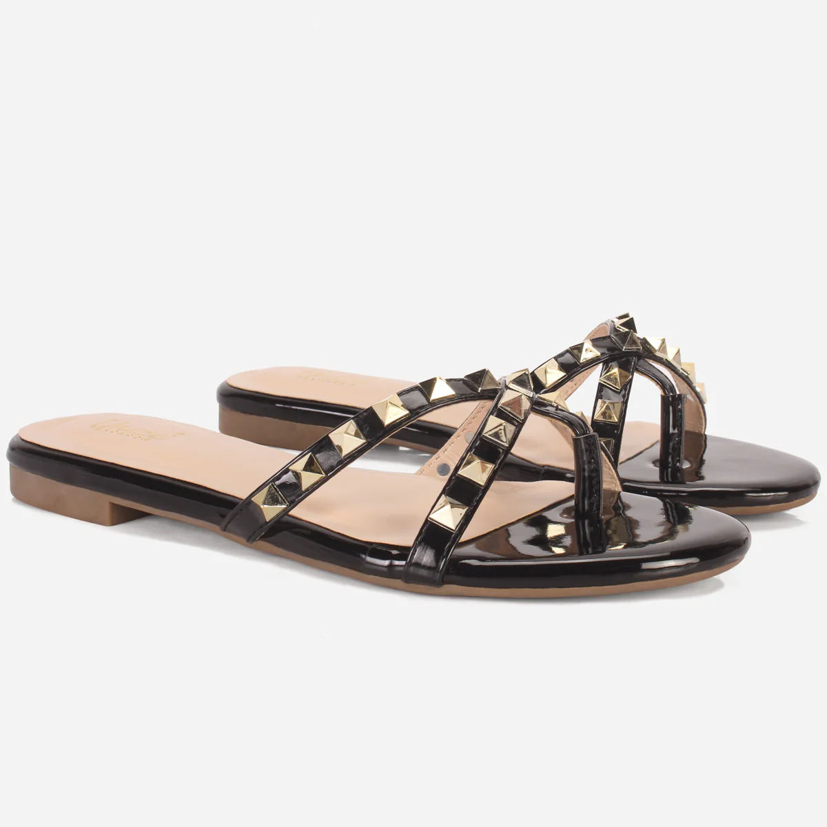 Womens "SKYLER" Stud Adorned Thong Summer Slippers - Image 2