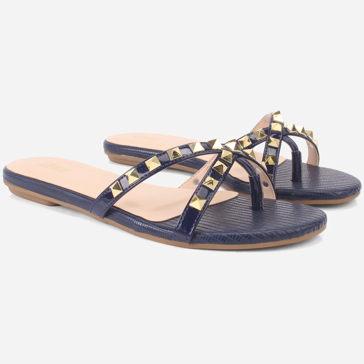 Womens "SKYLER" Stud Adorned Thong Summer Slippers - Image 2