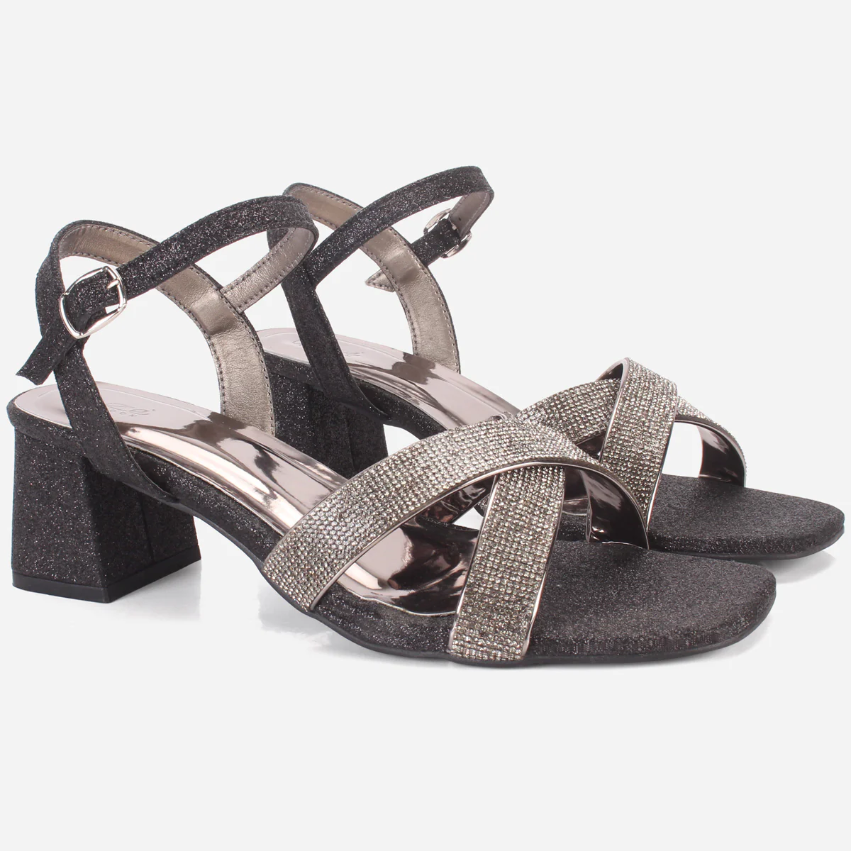 Womens "TANIT" Glittery Crossover Strap Sandals - Image 2