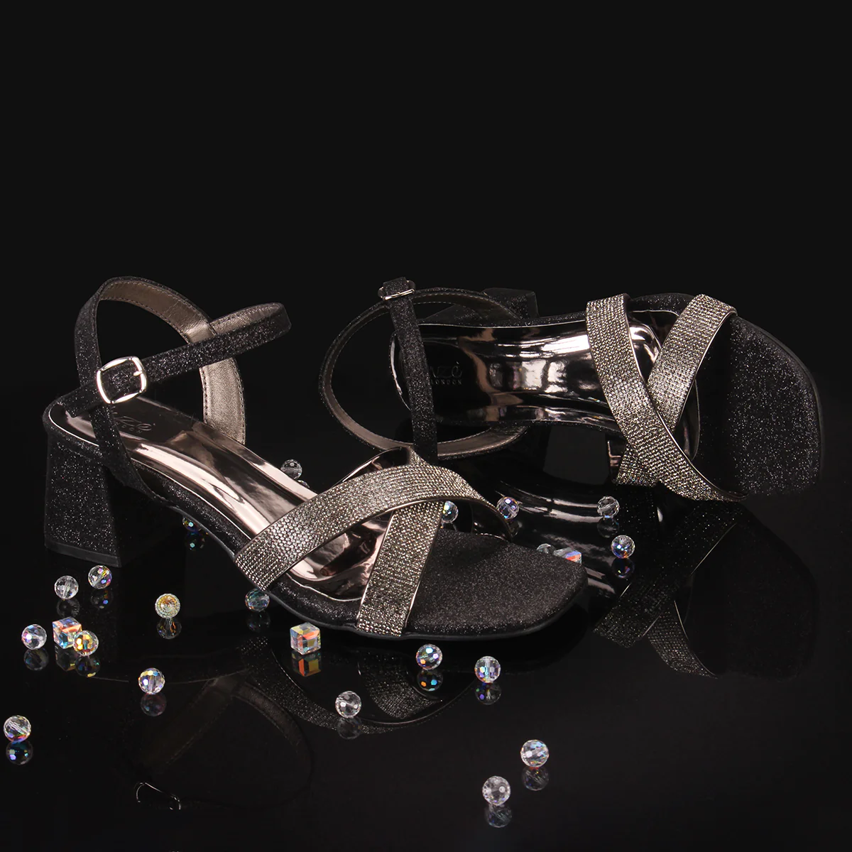 Womens "TANIT" Glittery Crossover Strap Sandals - Image 6
