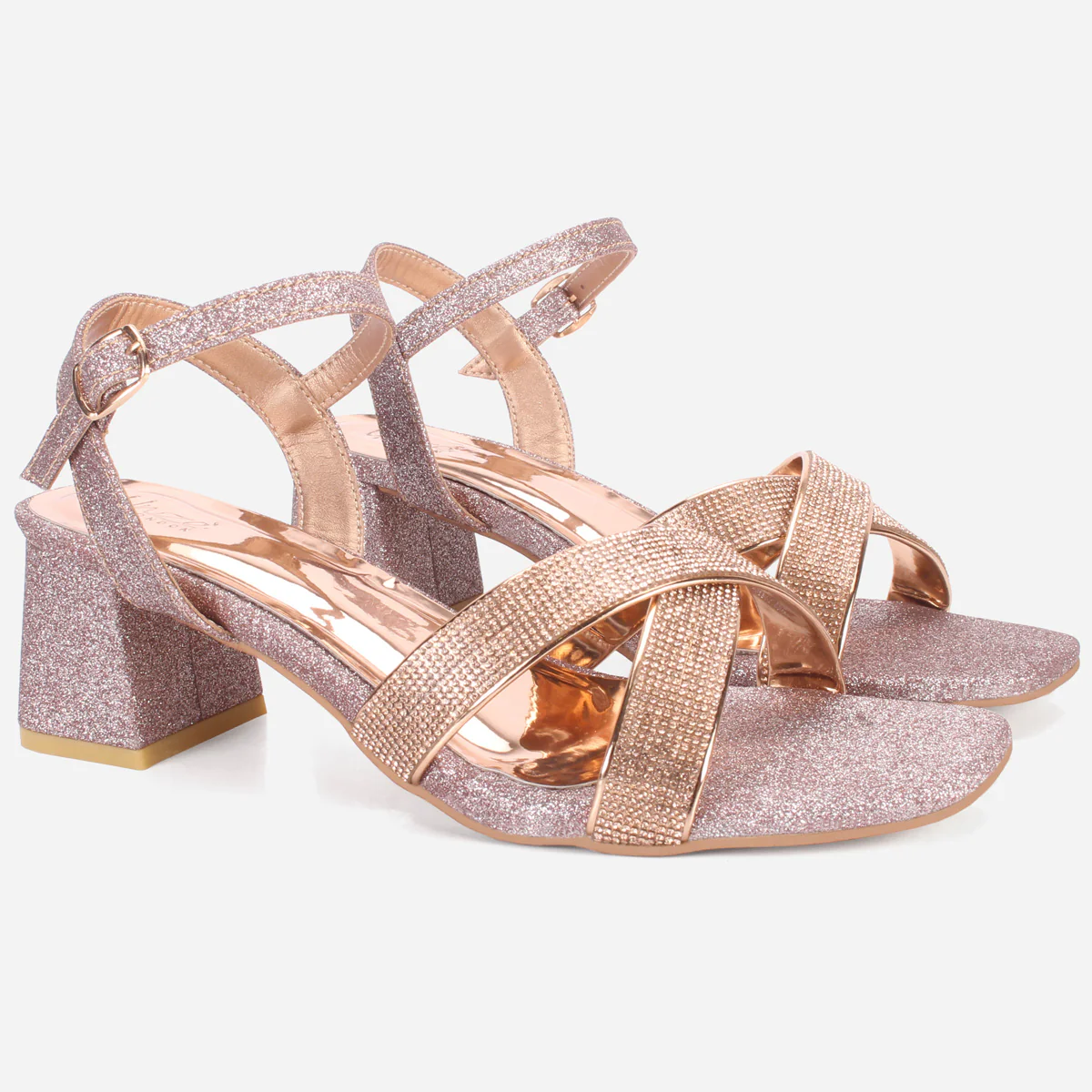 Womens "TANIT" Glittery Crossover Strap Sandals - Image 2