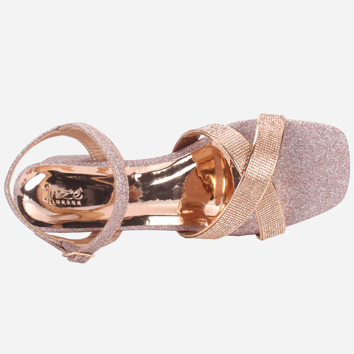 Womens "TANIT" Glittery Crossover Strap Sandals - Image 4