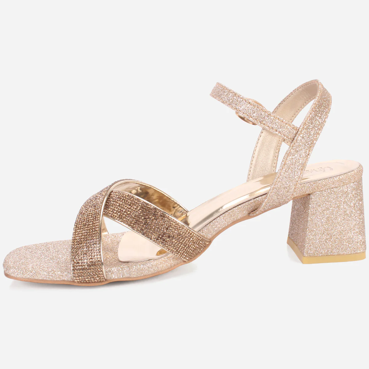 Womens "TANIT" Glittery Crossover Strap Sandals - Image 3