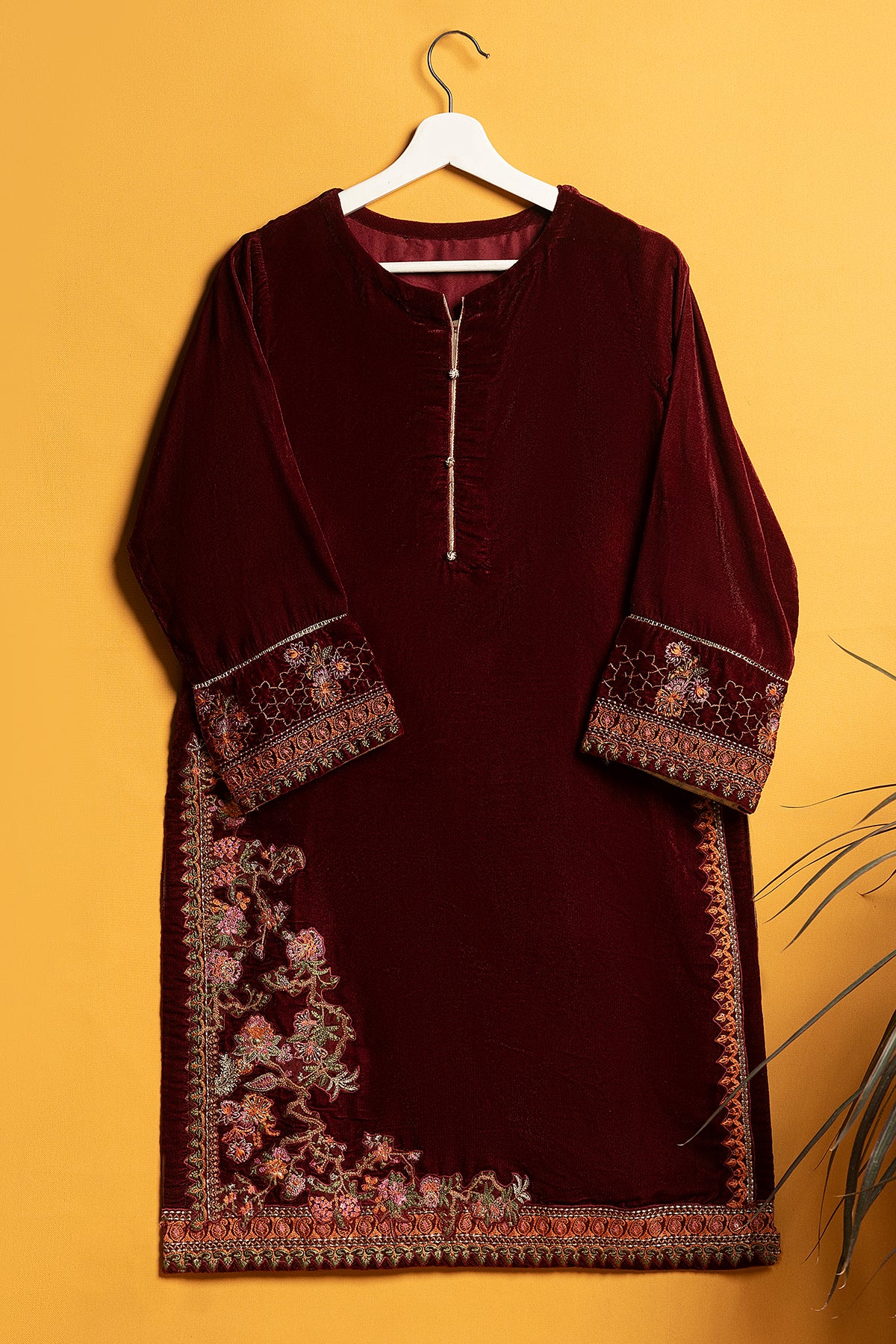 "THEODORA" Embroidered Velvet Shirt
