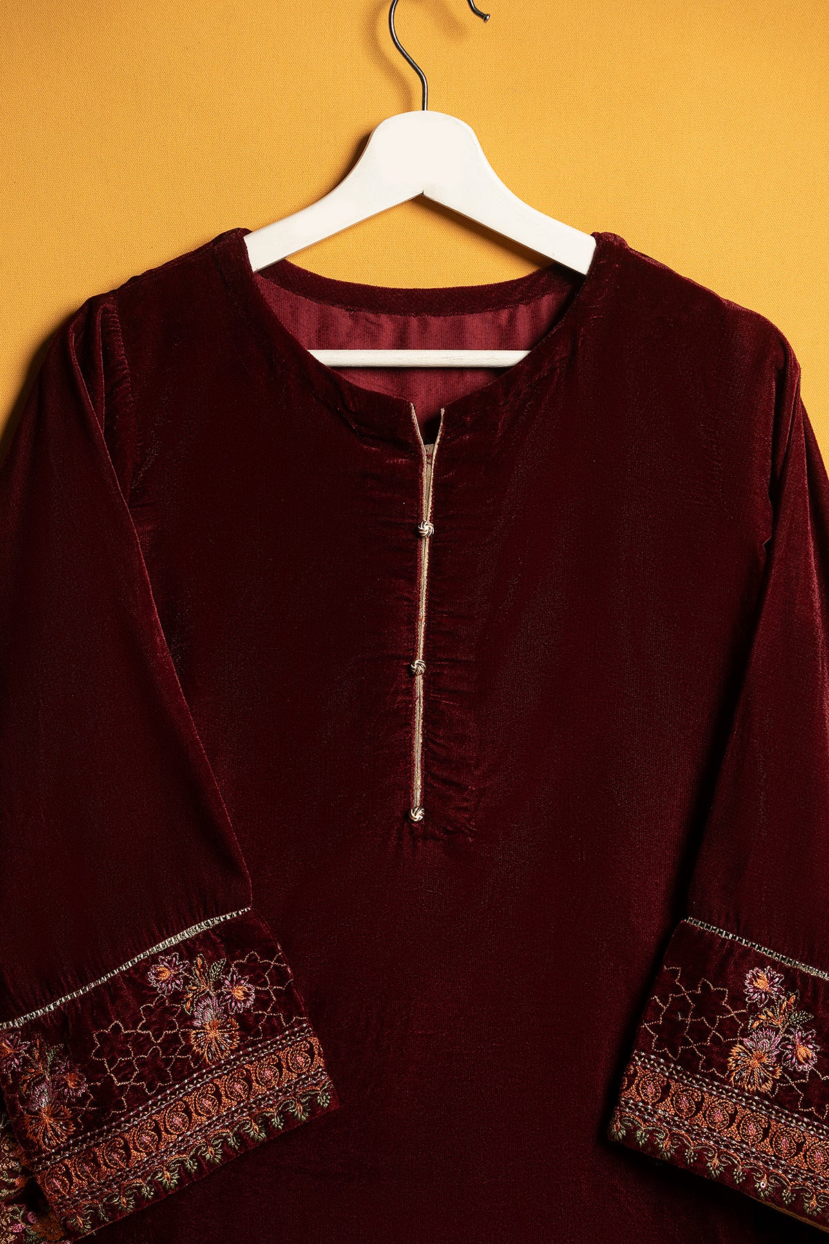 "THEODORA" Embroidered Velvet Shirt - Image 2