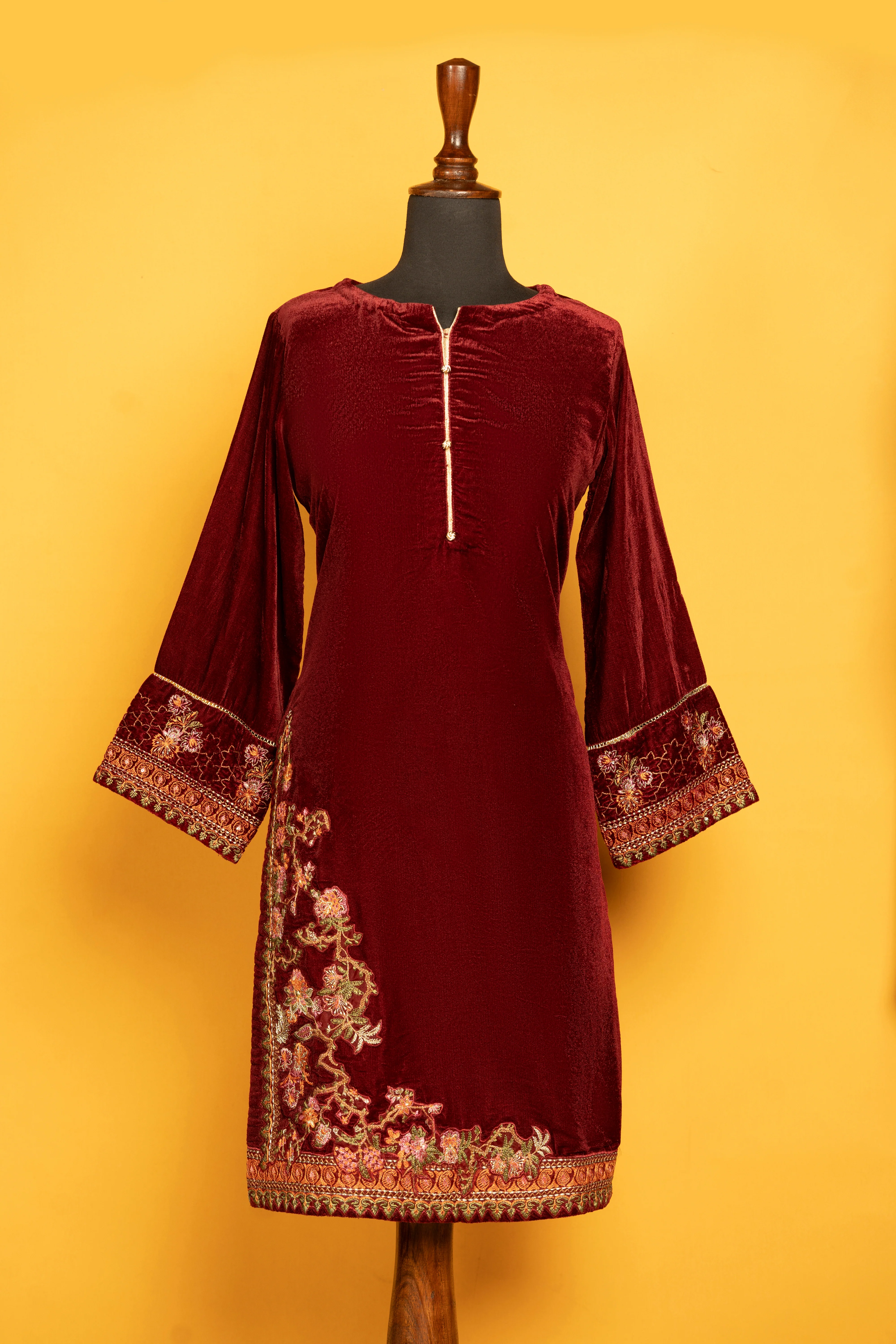 "THEODORA" Embroidered Velvet Shirt - Image 4