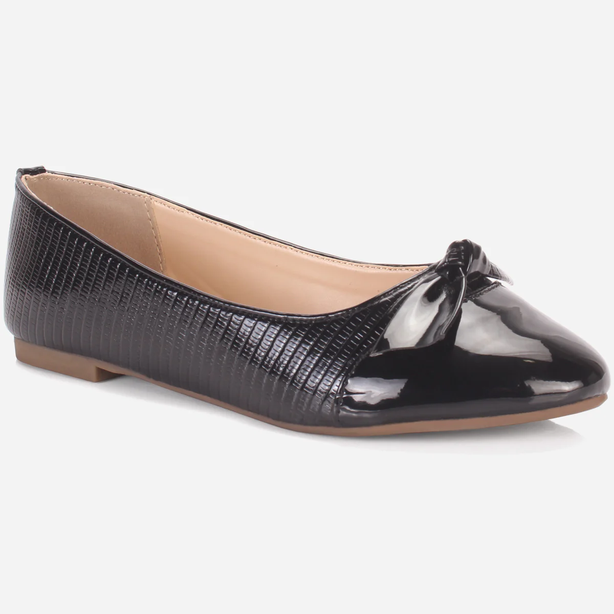 Womens "TIXIN" Flat Slide In Bow Detailing Pumps
