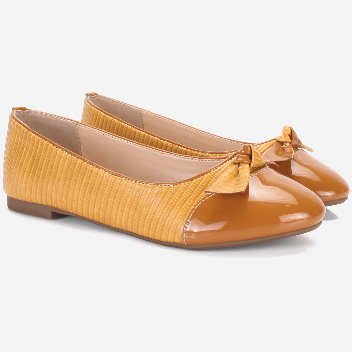 Womens "TIXIN" Flat Slide In Bow Detailing Pumps - Image 2