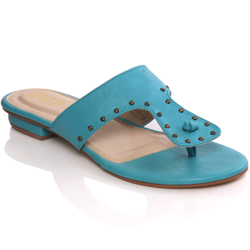 Womens ‘W00702’ Beads Adorned Thong Summer Slippers Shoes
