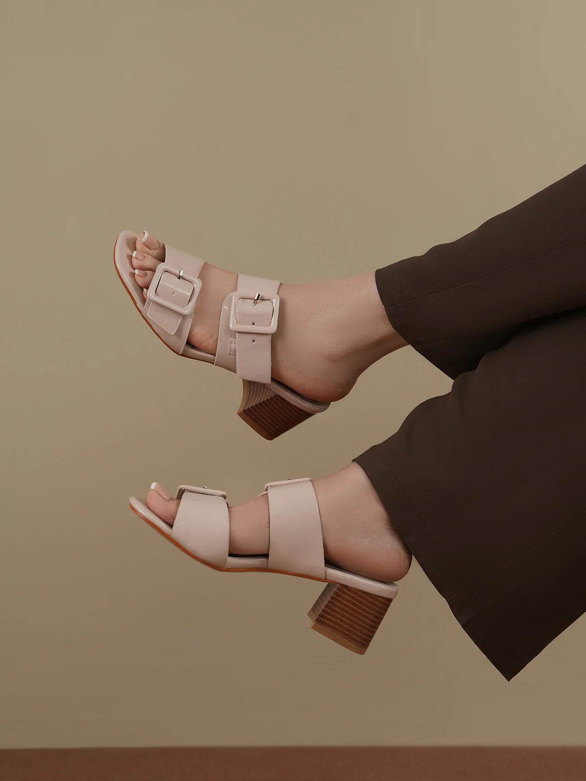 Womens "YINSHI" Adorned Block Sandals