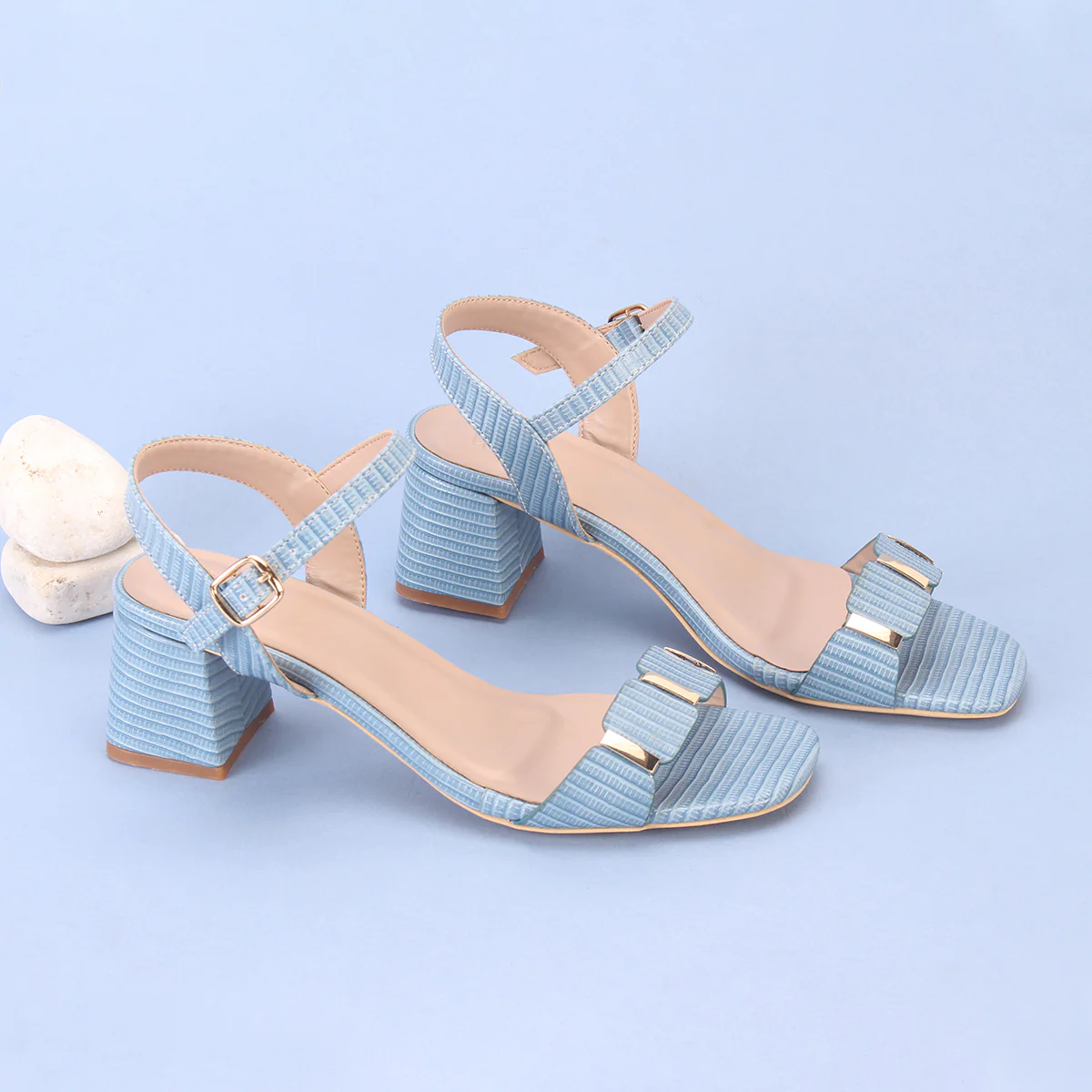 Womens "ZURIA" Ankle Strap Block Heeled Sandals - Image 6