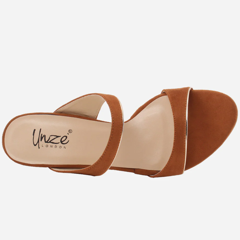 Women"STELLA" Low High Heel Slip on Sandals - Image 4
