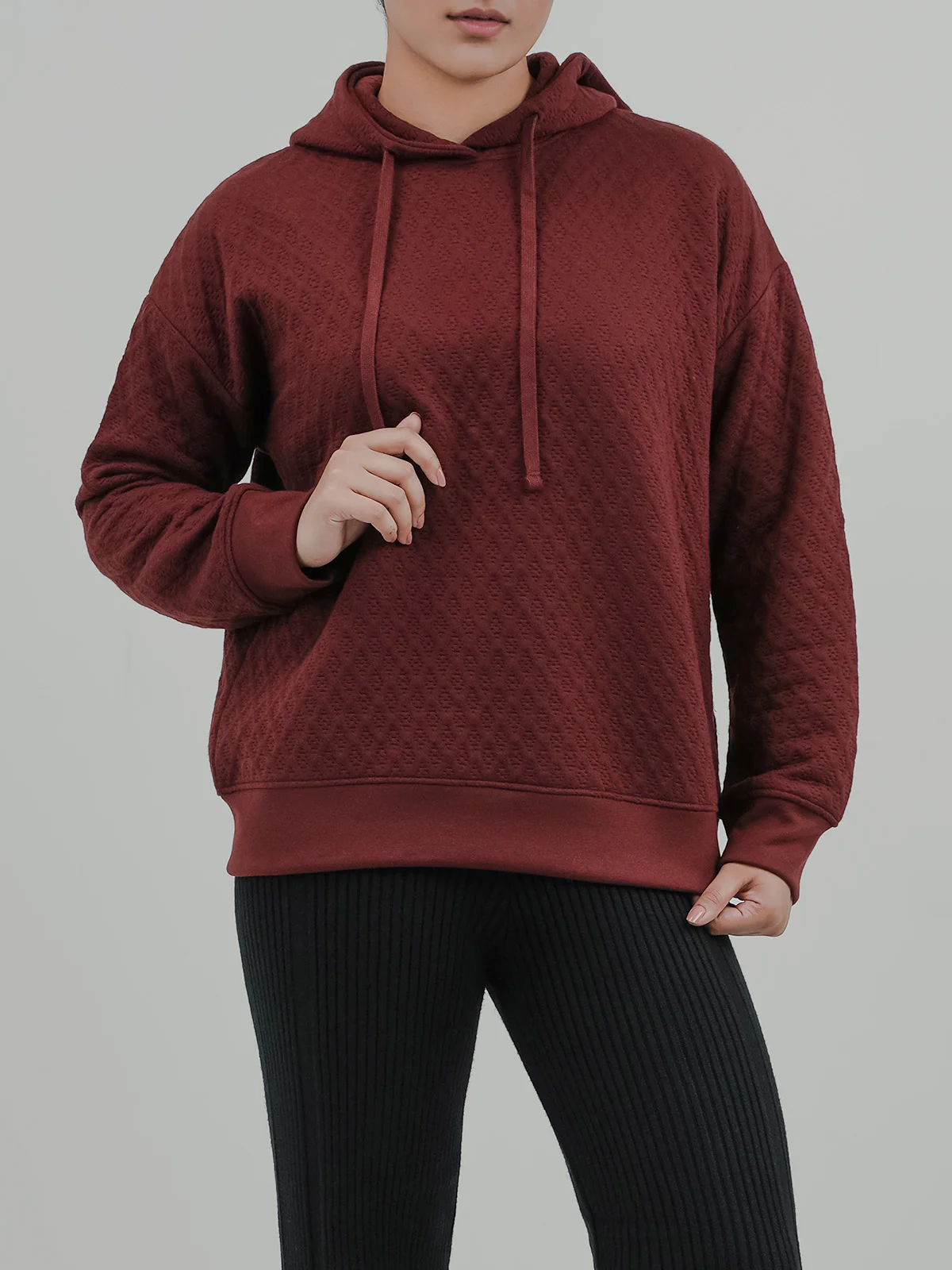 "YAPANY" Comfort Textured Fleece Hoodie