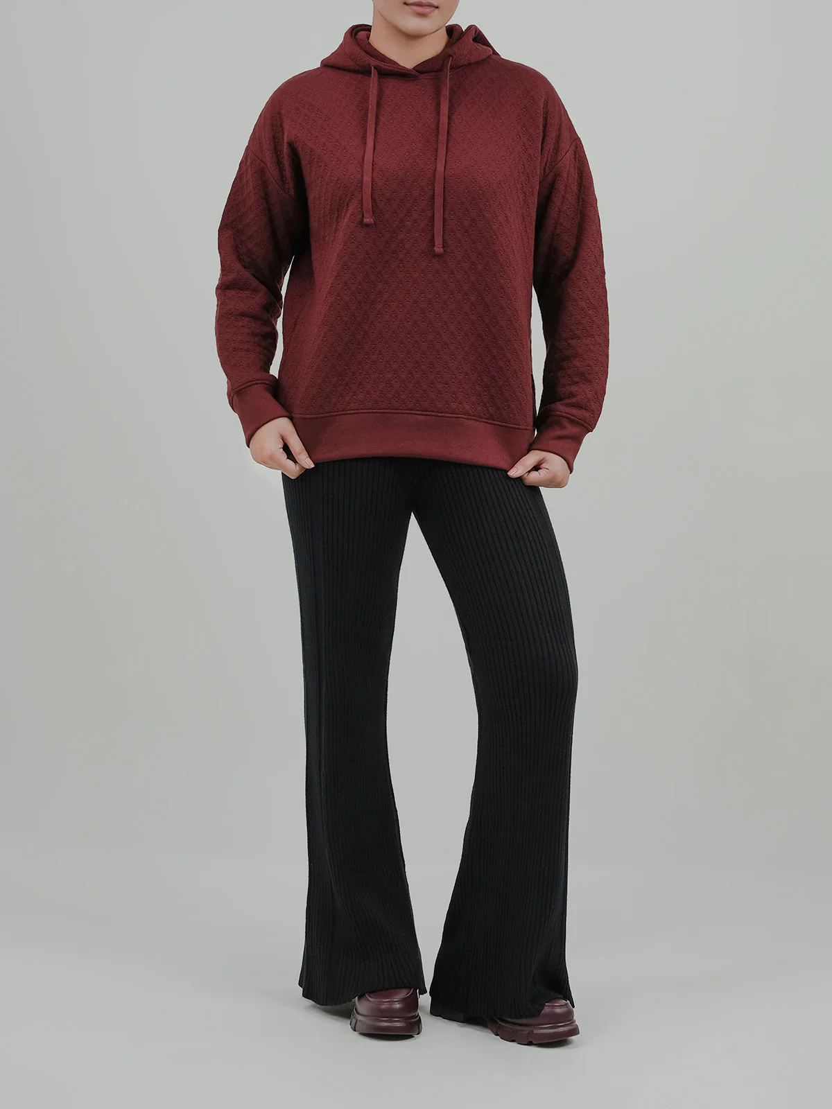 "YAPANY" Comfort Textured Fleece Hoodie - Image 2